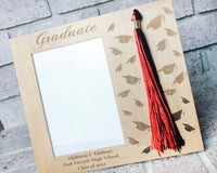 Graduation Frame with Tassel Holder, Class of 2021, Seniors, Custom Graduate from with name and year, Laser engraved frame 5x7