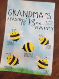 Grandma's Reasons to Bee Happy, 12x18 Garden Flag For Grandma, Grandma's Garden, Bee Garden Flag, Grandma gift, Single / double sided flag