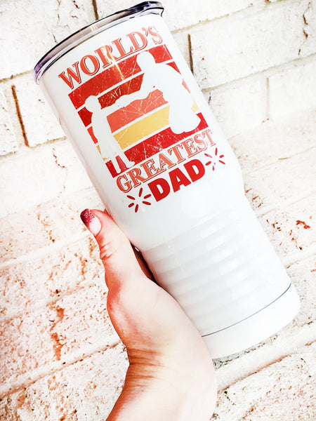 World's Greatest Dad Tumbler, 20 ounce insulated tumbler, Father's Day, Men's Gift Ideas, Travel Tumblers, Retro inspired men's cups