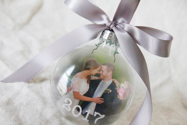 Christmas ornament, Photo Ornament, Our First Christmas Ornament, Baby's First Christmas with Photo, Ornaments with Year, Glass photo bauble