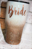 Gold Glitter Bride cup, wedding gift tumbler, wedding planning cup, champagne gold travel mug with glitter, custom bride cups, bridal party