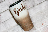 Gold Glitter Bride cup, wedding gift tumbler, wedding planning cup, champagne gold travel mug with glitter, custom bride cups, bridal party