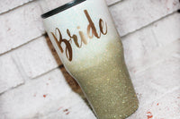 champagne silver custom glitter coffee mug, Bride Travel Cup, Wedding day gift idea, Bridal party gift, coffee lover, glitter travel tumbler