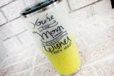 Gifts for mom glitter tumblers, mothers day gift ideas, custom glitter cups, yellow glitter travel cups, coffee lover gifts, custom designs