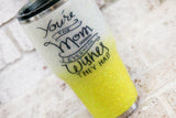 Gifts for mom glitter tumblers, mothers day gift ideas, custom glitter cups, yellow glitter travel cups, coffee lover gifts, custom designs