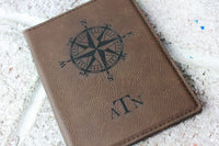 Compass passport cover, Masculine passport cover, travel wallet, passport holder with monogram, travel gift for him, groomsmen gift idea