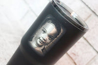 Custom photo cup, tumbler with picture, father's day gift, grandparent gift ideas, custom photo gifts, black cup with photo, laser etched