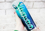 Personalized Glitter Cup, 30 ounce skinny glitter tumbler, custom glitter cup with name, bridal party gifts, bridesmaid cups with sparkle