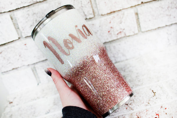 Glitter Bridal Cup, Novia glitter tumbler, rose gold glitter Novia cup, custom travel cup, rose gold wedding planning cup, made to order