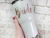 Bride cup, white glitter custom cup, rose gold wedding cup, bridal party gift ideas, White glitter personalized cup, monogram tumblers