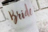 Bride cup, white glitter custom cup, rose gold wedding cup, bridal party gift ideas, White glitter personalized cup, monogram tumblers