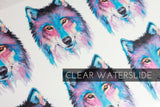 Watercolor waterslide decal, wolf waterslide glitter tumbler decal, ready to use waterslide images, Clear waterslide DIY, Watercolor wolf