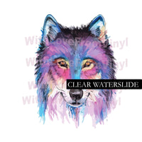 Watercolor waterslide decal, wolf waterslide glitter tumbler decal, ready to use waterslide images, Clear waterslide DIY, Watercolor wolf