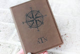 Compass passport cover, Masculine passport cover, travel wallet, passport holder with monogram, travel gift for him, groomsmen gift idea