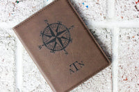 Compass passport cover, Masculine passport cover, travel wallet, passport holder with monogram, travel gift for him, groomsmen gift idea