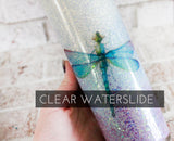 Dragon Fly Waterslide, glitter tumbler dragon fly decal, DIY tumbler , Glitter tumbler supplies, clear waterslide paper, Printed waterslide