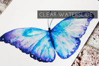 Large Butterfly waterslide image, Clear waterslide image ready to use, watercolor butterfly glitter tumbler decal, DIY waterslide decals