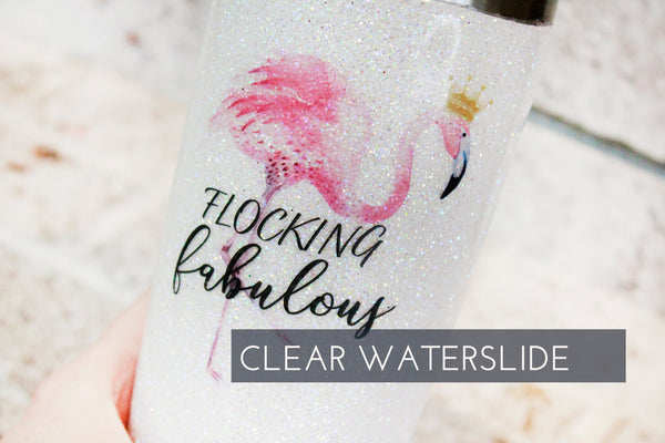 Flamingo Waterslide decal, Clear waterslide images, Flocking fabulous image for glitter cups, flamingo image, DIY glitter cups, ready to use