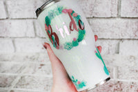 Rose Gold Glitter Bride Tumbler with Succulents, Custom Glitter cups with succulent design, rose gold personalized cup, Custom travel cup