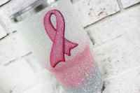 Pink Ribbon Glitter cup, Breast Cancer Awareness glitter tumblers, custom awareness cups, treatment gift ideas, Cancer treatment care gifts