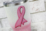 Pink Ribbon Glitter cup, Breast Cancer Awareness glitter tumblers, custom awareness cups, treatment gift ideas, Cancer treatment care gifts