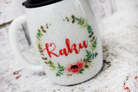 Personalized glitter mug with name, Mother's day Gift, coffee mug, custom glitter cups, travel cup with lid and name, moms coffee cup