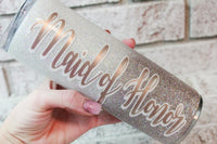 Maid of Honor gift ideas, Custom bridal party cups, glitter cups, resin coated cups with glitter, sparkly cup, bridesmaid gift, wedding gift