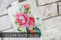 Pink Rose waterslide decals, glitter tumbler decals, ready to use waterslide, sealed waterslide images for glitter cups, boho bridal image
