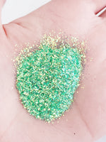 Green polyester glitter, Gilded green glitter, .015 hex glitter, fine bright green glitter for tumbler, affordable glitter for making cup