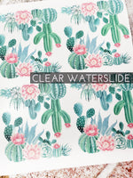 Cactus waterslide decals, clear waterslide decals ready to use, glitter cup decals, Sealed waterslide decal. cacti decals for glitter cups