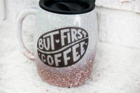 Glitter Coffee cup, Rose gold glitter cup, Glitter coffee tumbler with handle, travel coffee mug, coffee lover gift ideas, gifts for her