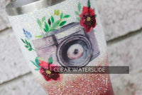 Camera Waterslide decal for Glitter Tumblers, ready to use waterslide decals, clear waterslide for tumblers, clear waterslide images for cup