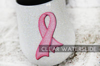 Breast Cancer Awareness Ribbon, Pink Ribbon Waterslide Decals, Ready to use waterslide decals, clear decals ready to use, sealed waterslide