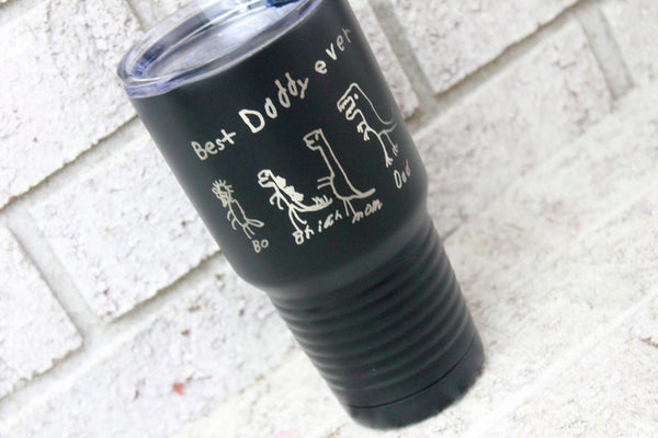30 ounce engraved tumbler, kids writing gift, dad gift from kids, personalized gift,  handwritten gift ideas, personalized gift, sweetsights