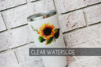 Sunflower Waterslide decal, Clear waterslide images, Single sunflower image for glitter cups, sunflower glitter cup, DIY glitter cup