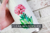 Pink Flower Waterslide decal for Glitter Tumblers, ready to use waterslide decals, clear waterslide for tumblers, floral waterslide decal