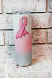 Breast Cancer Awareness Glitter cup, Pink Ribbon glitter tumblers, custom awareness cups, Skinny cups with straw, Cancer treatment care gift