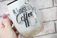 Glitter Coffee cup with handle, Gift for mom, insulated mug with handle, travel tumbler, glittered cup, coffee lover gift idea, teacher gift