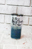 Black and white glitter music lovers cup, Custom glitter cup, musical notes, music or band teacher gift ideas, treble clef music scale 20 oz