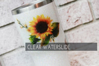 Sunflower Waterslide decal, Clear waterslide images, Single sunflower image for glitter cups, sunflower glitter cup, DIY glitter cup