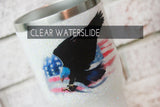 American Flag Waterslide decal, Clear waterslide image, Eagle with flag image for glitter cups, Patriotic glitter cup decal, DIY glitter cup