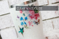 bird and butterfly Waterslide decal, Clear waterslide images, bird and flower image for glitter cups, butterfly glitter cup, DIY glitter cup