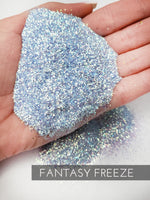 Fantasy Freeze light blue polyester glitter, .015 hex glitter, fine blue glitter for tumbler, affordable and fast glitter for tumblers, poly