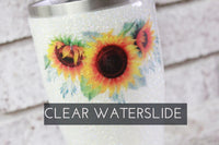 Sunflower bouquet Waterslide decal for Glitter Tumblers, ready to use waterslide decals, clear waterslide for tumbler, Sunflower bunch decal