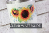 Sunflower bouquet Waterslide decal for Glitter Tumblers, ready to use waterslide decals, clear waterslide for tumbler, Sunflower bunch decal