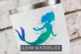 Mermaid Waterslide decal for Glitter Tumblers, ready to use waterslide decals, clear waterslide for tumbler, watercolor mermaid decals