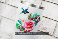 hummingbird Waterslide decal for Glitter Tumblers, ready to use waterslide decals, clear waterslide for tumblers, humming bird flower decal