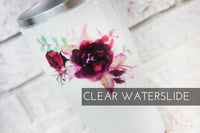 Marsala flower bouquet, floral decal, Clear waterslide decal, ready to use waterslide decal, glitter tumbler supply, sealed waterslide image