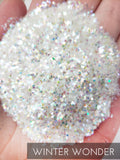 Winter Wonder white glitter, iridescent white glitter, .040 small chunky glitter for tumblers, glitter supplies, premium glitter affordable