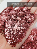 Hopeful heart glitter, metallic rose glitter, .040 small chunky glitter for tumbler, glitter supply, premium pink chunky glitter affordable